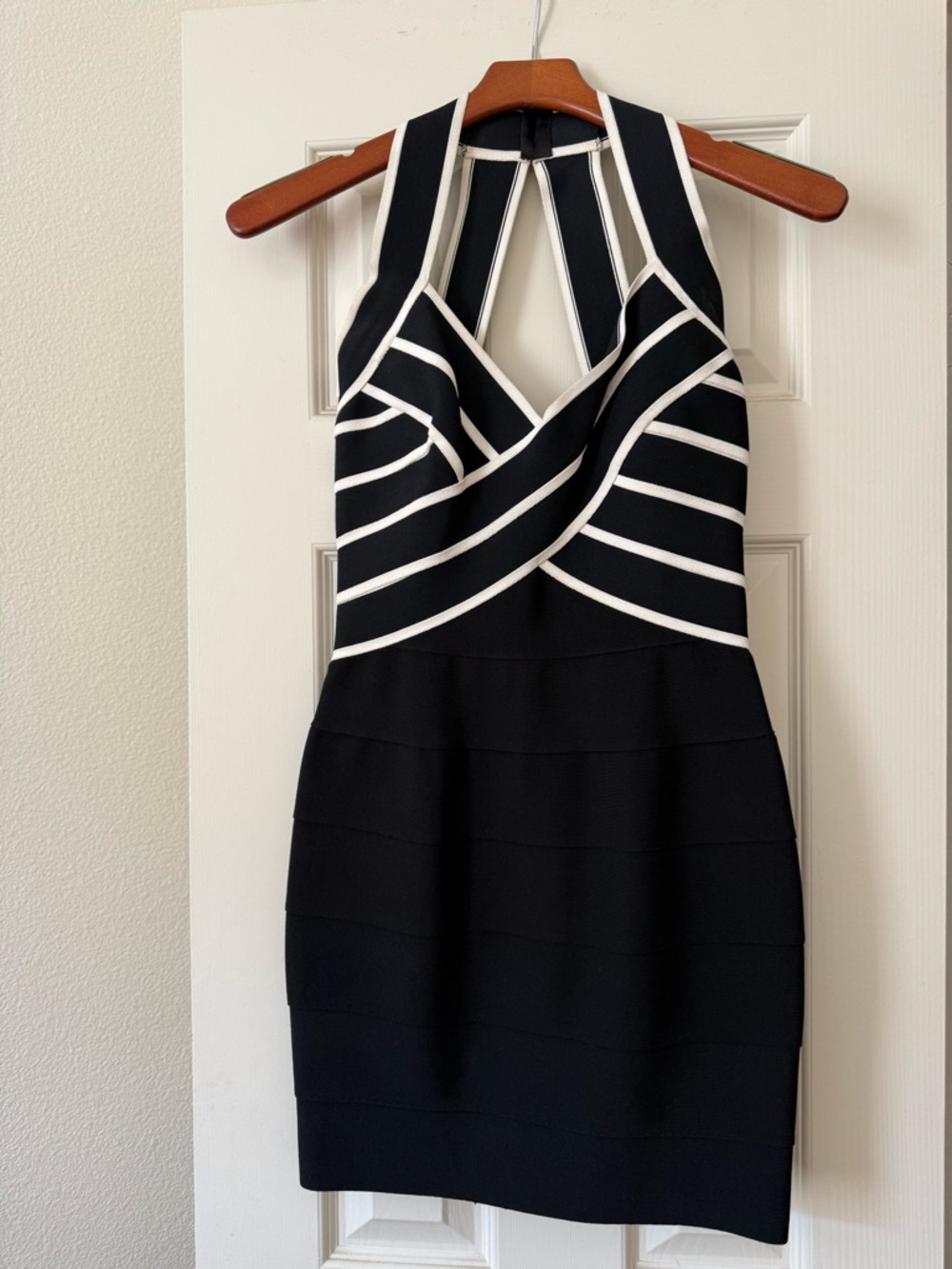 VINTAGE Herve Leger COUTURE! black and white bodycon dress from the 1990s. XS. - Picture 4 of 9